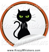 Critter Clipart of a Black Cat on a Round Peeling Sticker by Elaineitalia