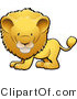 Critter Clipart of an Adorable Golden Male Lion with a Big Mane Facing Left by AtStockIllustration
